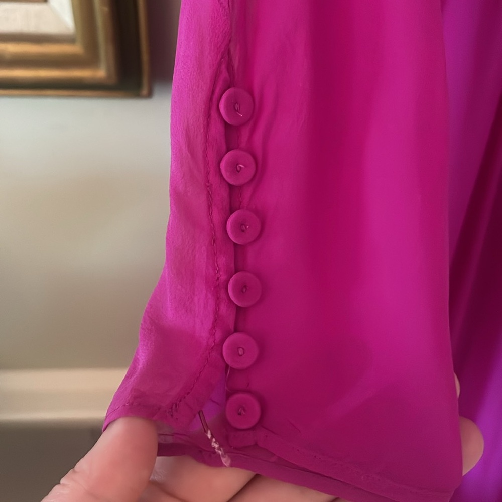 bcbg darci magenta xs s m silk neck tie dress gown prom pink long - Picture 5 of 7